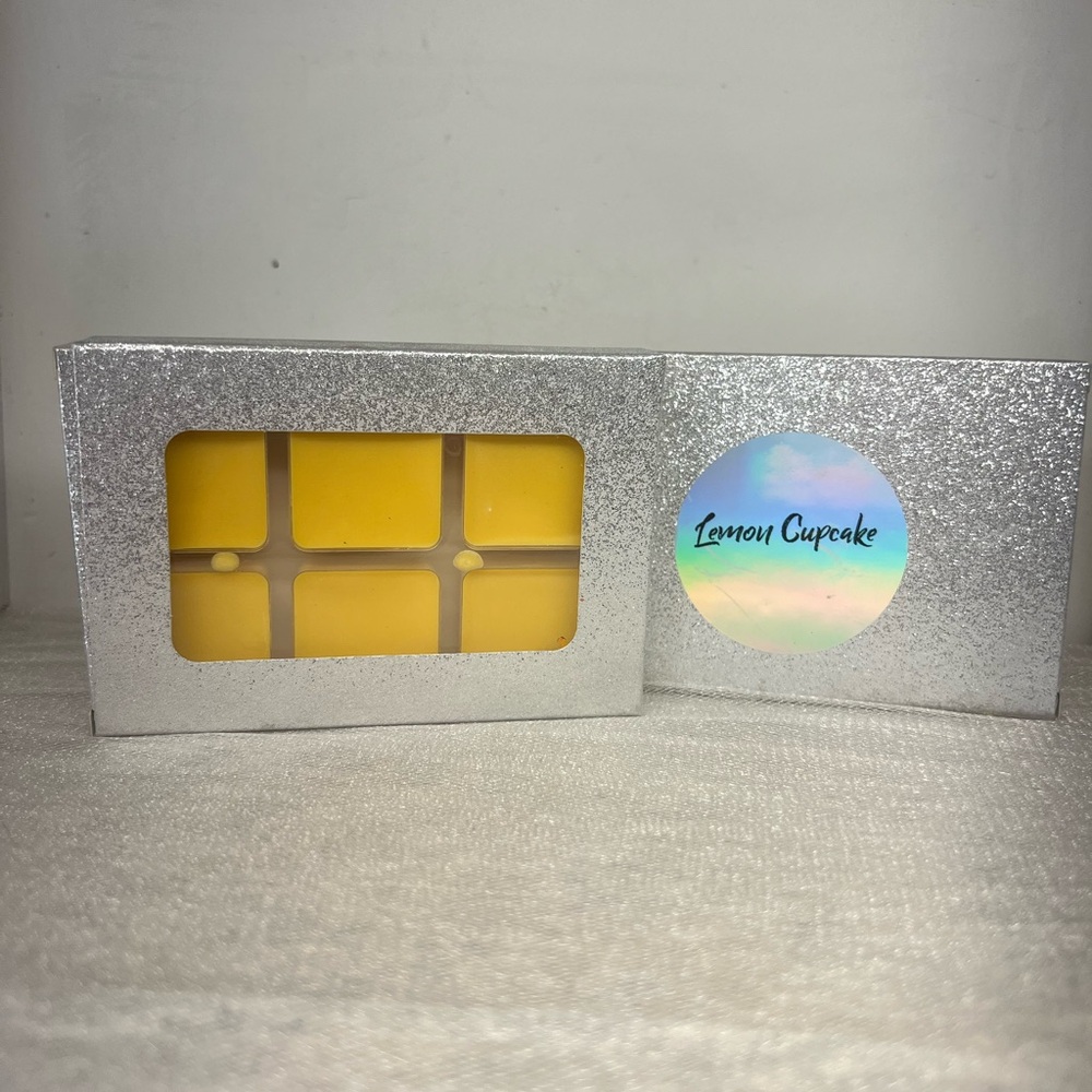 Lemon Cupcake Wax Melts in Silver Glitter Box